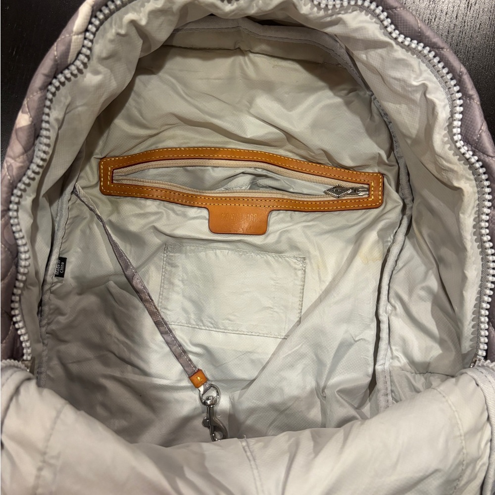MZ Wallace Quilted Camouflage Backpack - Gray and Cream - Picture 6 of 6